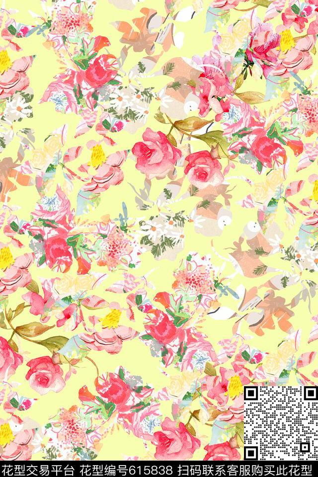 碎花照片剪影女装数码印花华亿平台下载（图片编号: 615838） - 瓦栏（Walan）