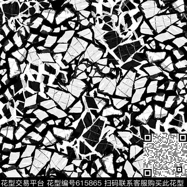 抽象几何碎石纹理黑白灰传统印花华亿平台下载（图片编号: 615865） - 瓦栏（Walan）