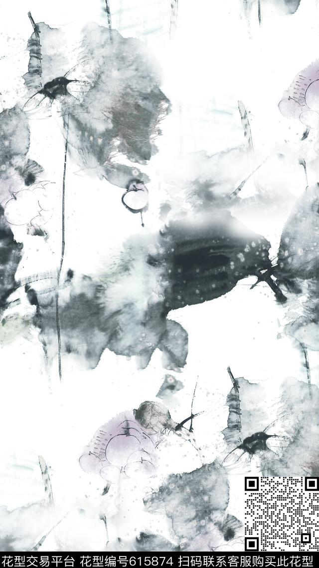 民族风国画山水画数码印花华亿平台下载（图片编号: 615874） - 瓦栏（Walan）