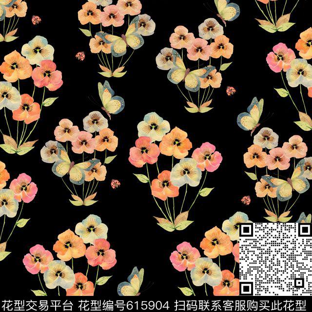 蝴蝶兰荷花花卉数码印花华亿平台下载（图片编号: 615904） - 瓦栏（Walan）