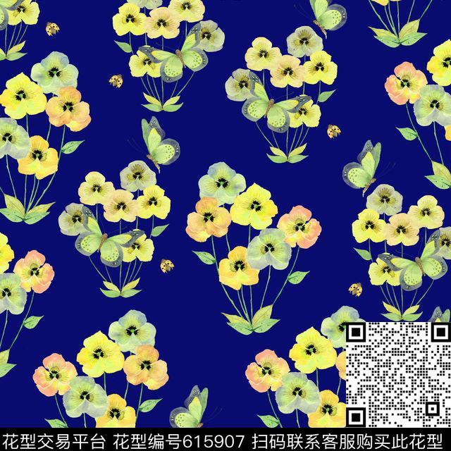 蝴蝶兰荷花花卉数码印花华亿平台下载（图片编号: 615907） - 瓦栏（Walan）