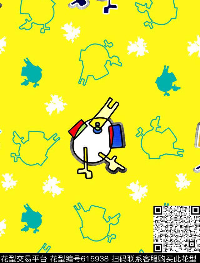 趣味抽象动物数码印花华亿平台下载（图片编号: 615938） - 瓦栏（Walan）