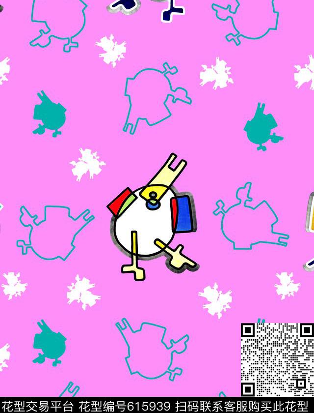 趣味抽象动物数码印花华亿平台下载（图片编号: 615939） - 瓦栏（Walan）