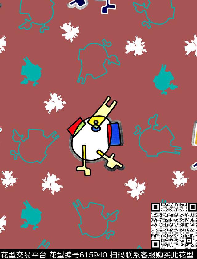 趣味抽象动物数码印花华亿平台下载（图片编号: 615940） - 瓦栏（Walan）