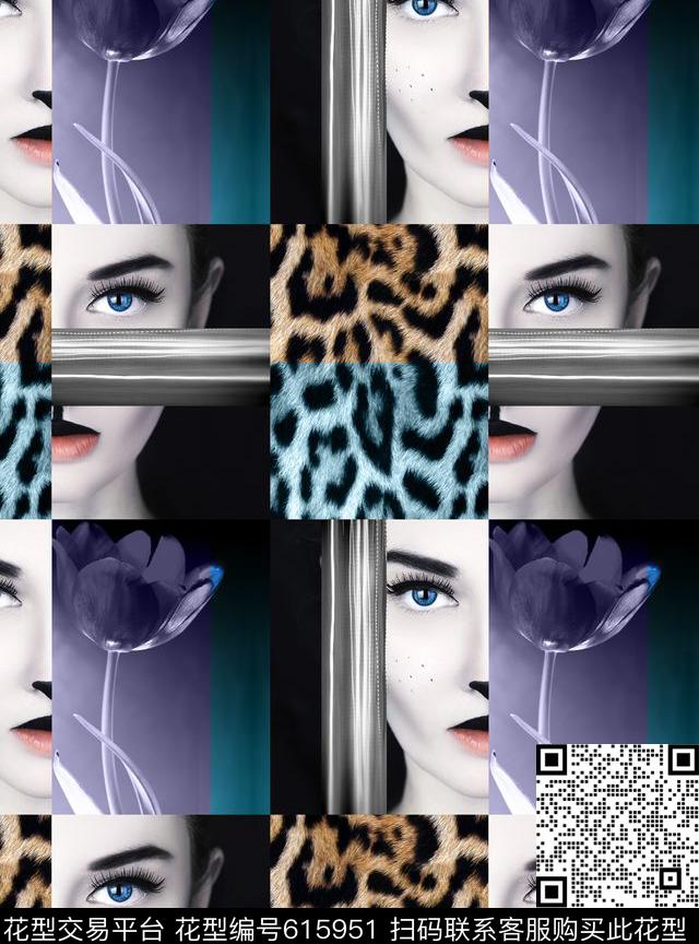 人物头像、花卉、动物纹、抽象纹理、几何拼接数码印花华亿平台下载（图片编号: 615951） - 瓦栏（Walan）