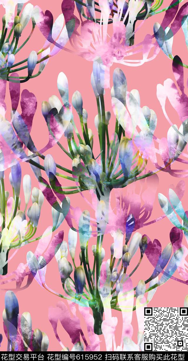 花卉、手绘底纹、纯底数码印花华亿平台下载（图片编号: 615952） - 瓦栏（Walan）
