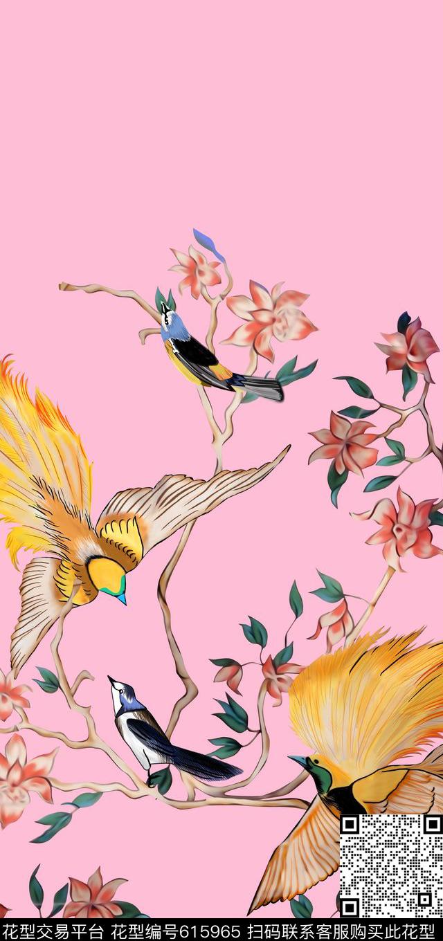 中国风♥红桃A〖中国风韵〗花鸟数码印花华亿平台下载（图片编号: 615965） - 瓦栏（Walan）