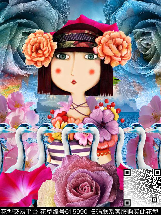 MAX-女装花卉欧美流行时尚卡通人物数码印花华亿平台下载（图片编号: 615990） - 瓦栏（Walan）