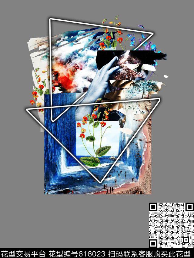 人物海滩几何印花华亿平台下载（图片编号: 616023） - 瓦栏（Walan）