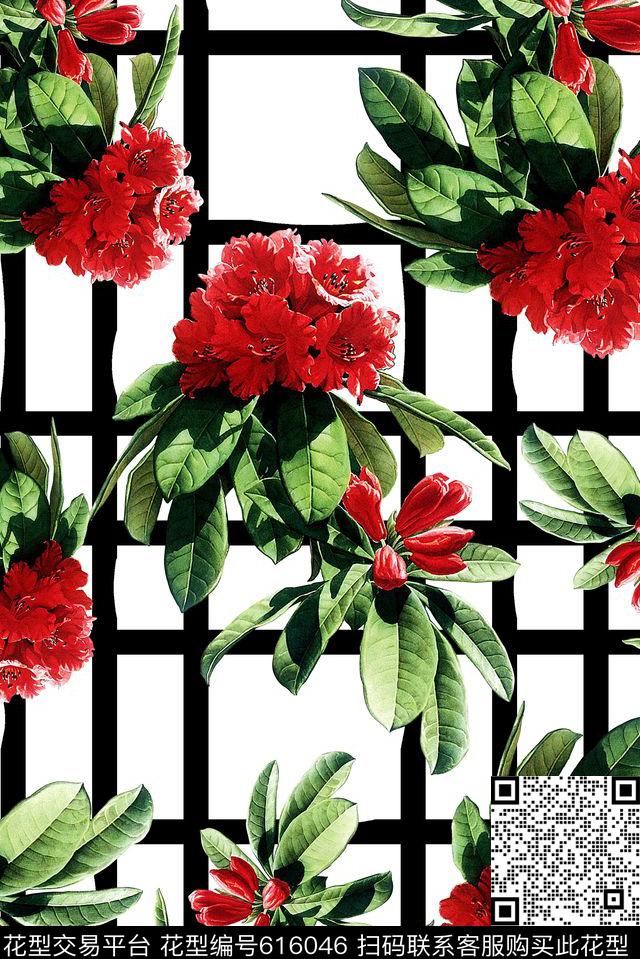 时尚手绘女装花卉印花时尚水彩画花卉抽象几何印花数码印花华亿平台下载（图片编号: 616046） - 瓦栏（Walan）