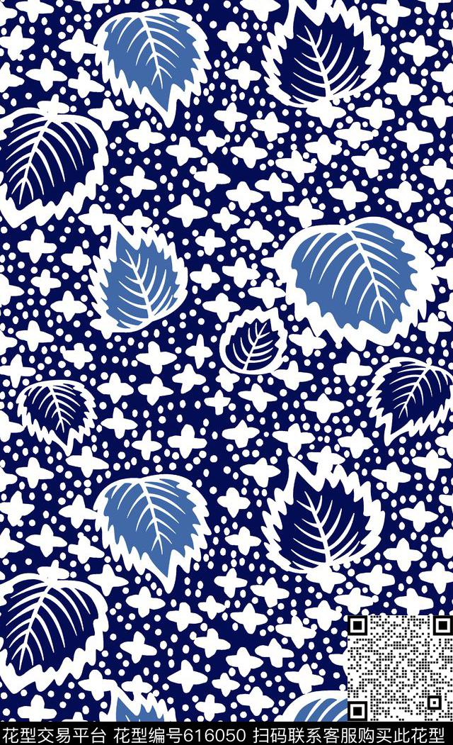 植物叶几何传统印花华亿平台下载（图片编号: 616050） - 瓦栏（Walan）