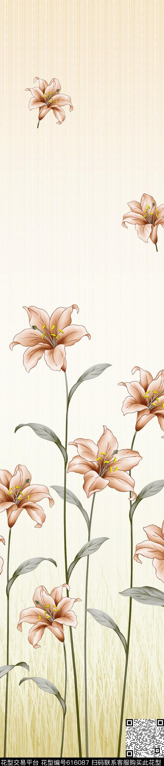 大花花卉窗帘传统印花华亿平台下载（图片编号: 616087） - 瓦栏（Walan）