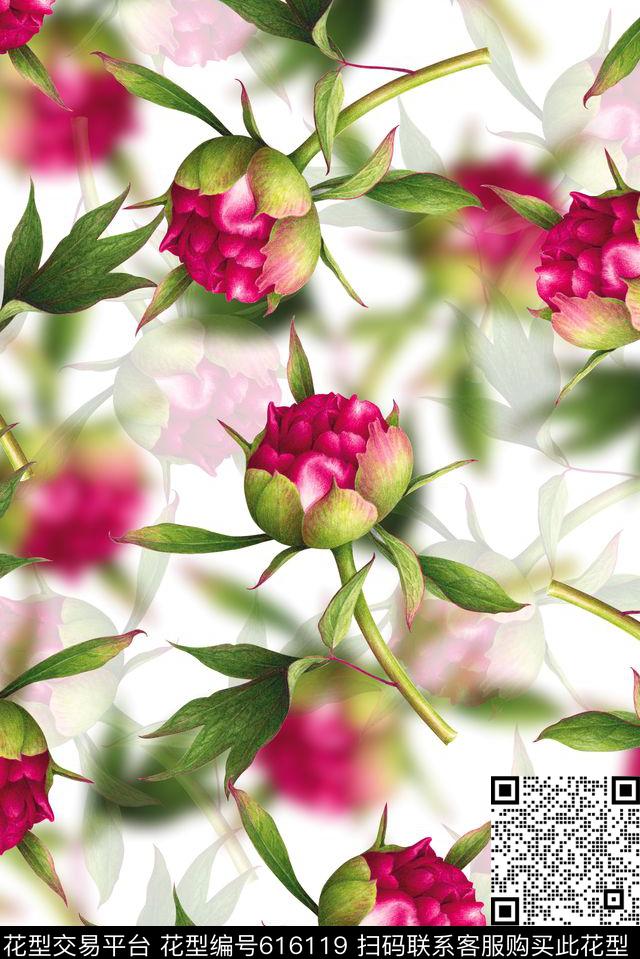时尚抽象手绘植物花卉时尚大牌女装中国风印花抽象纹理花卉印花数码印花华亿平台下载（图片编号: 616119） - 瓦栏（Walan）