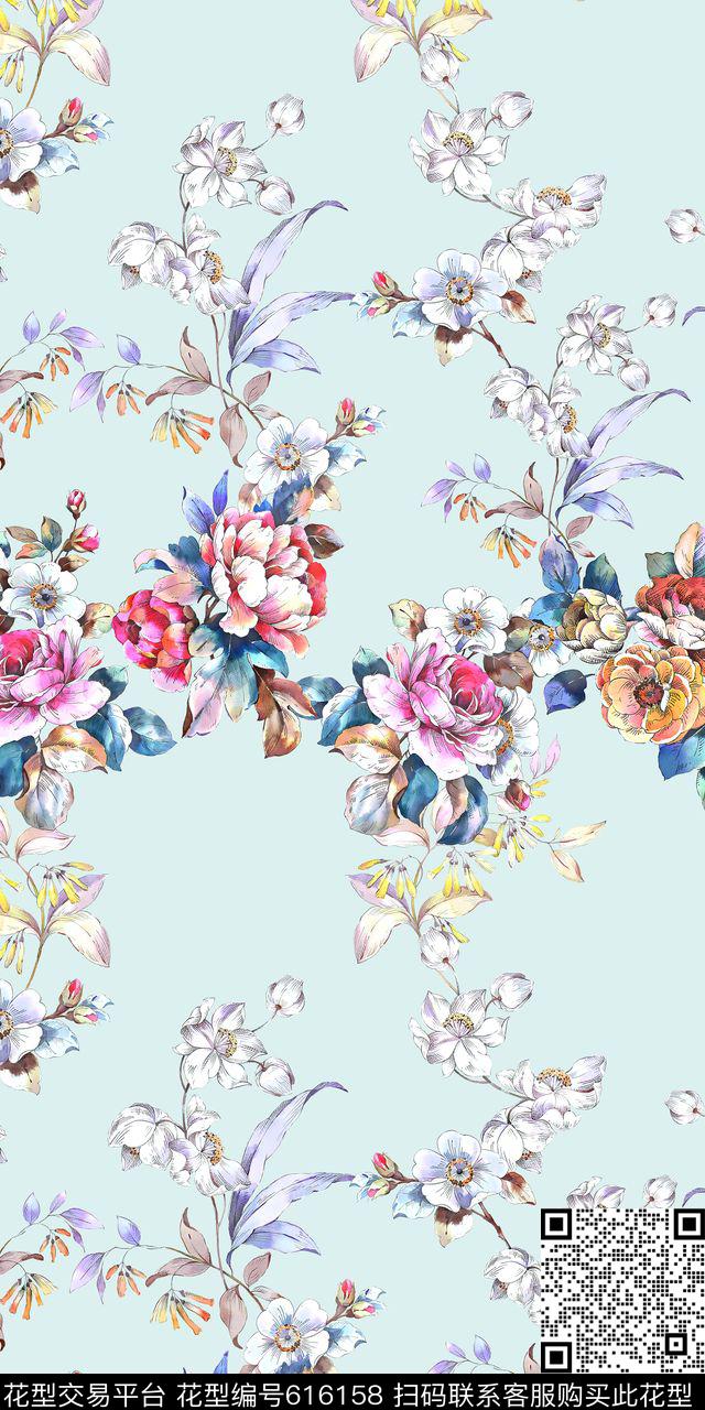 满版华亿平台花卉数码印花华亿平台下载（图片编号: 616158） - 瓦栏（Walan）
