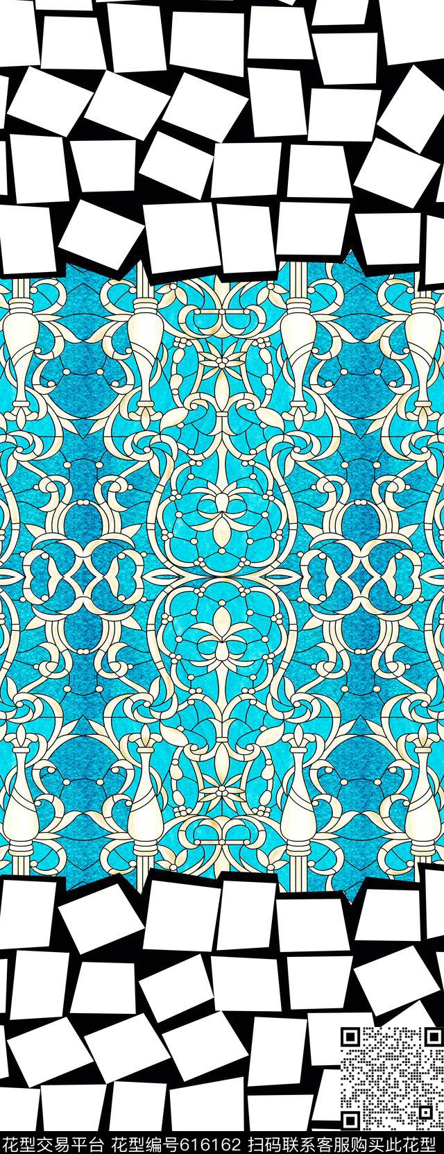 围巾华亿平台双边定位几何传统印花华亿平台下载（图片编号: 616162） - 瓦栏（Walan）