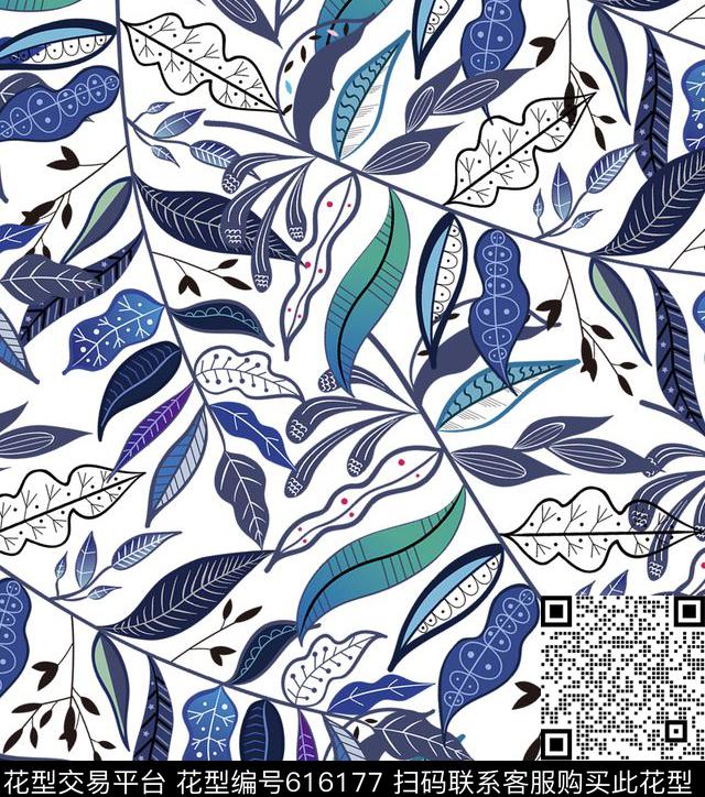 树叶数码印花华亿平台下载（图片编号: 616177） - 瓦栏（Walan）