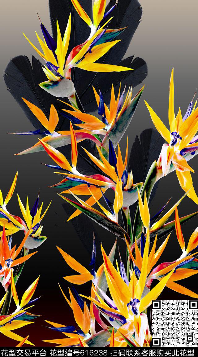 定位花卉天堂鸟数码印花华亿平台下载（图片编号: 616238） - 瓦栏（Walan）