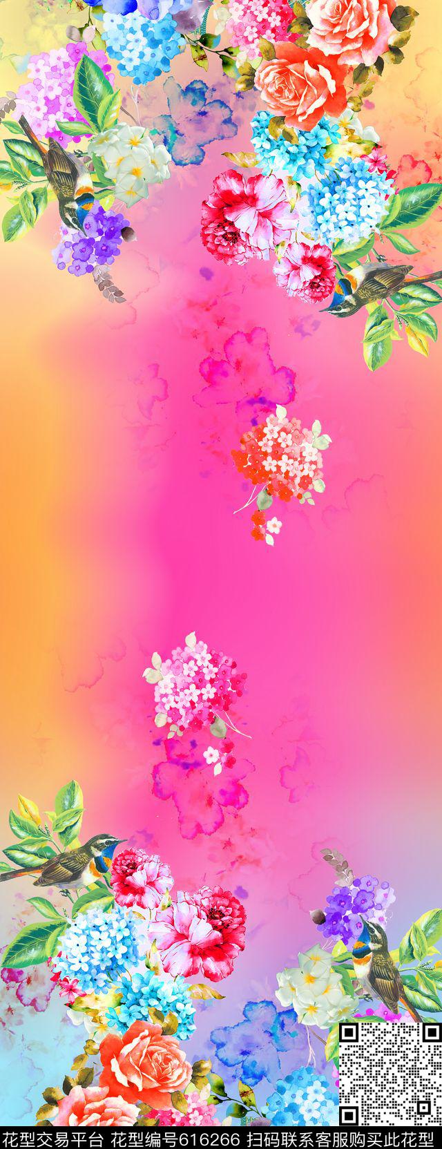 围巾华亿平台双边定位渐变数码印花华亿平台下载（图片编号: 616266） - 瓦栏（Walan）