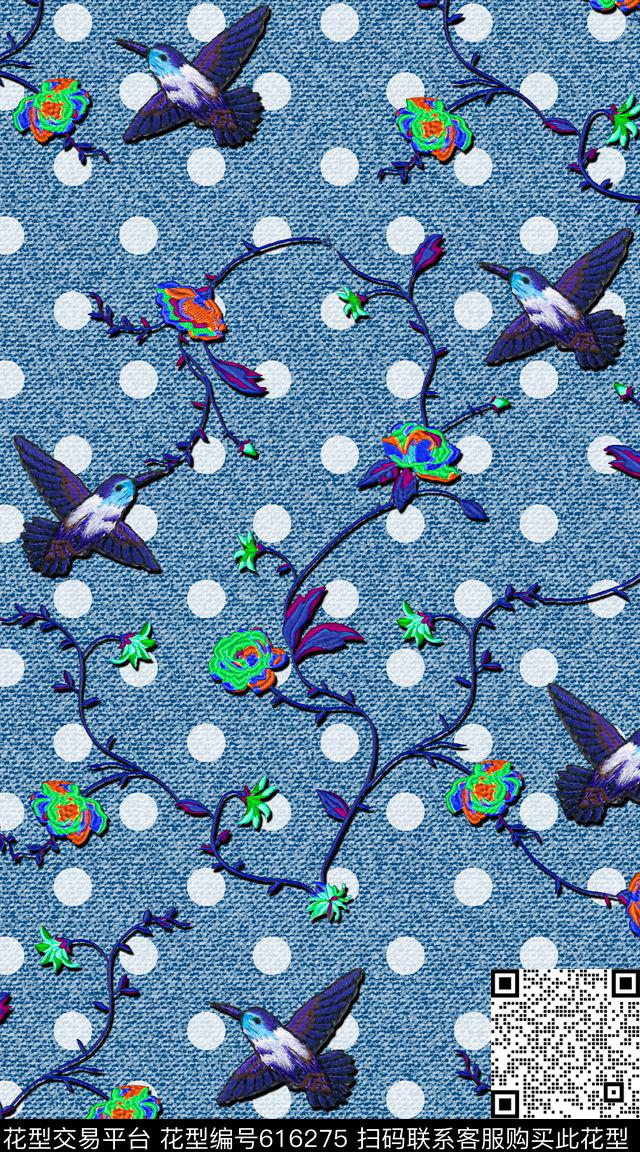 牛仔纹理抽象几何清爽梦幻艺术平底立体手绘满版最新高清数码蕾丝民族中国风绣花珠宝肌理时尚潮

流大牌复古欧美风花鸟数码印花华亿平台下载（图片编号: 616275） - 瓦栏（Walan）