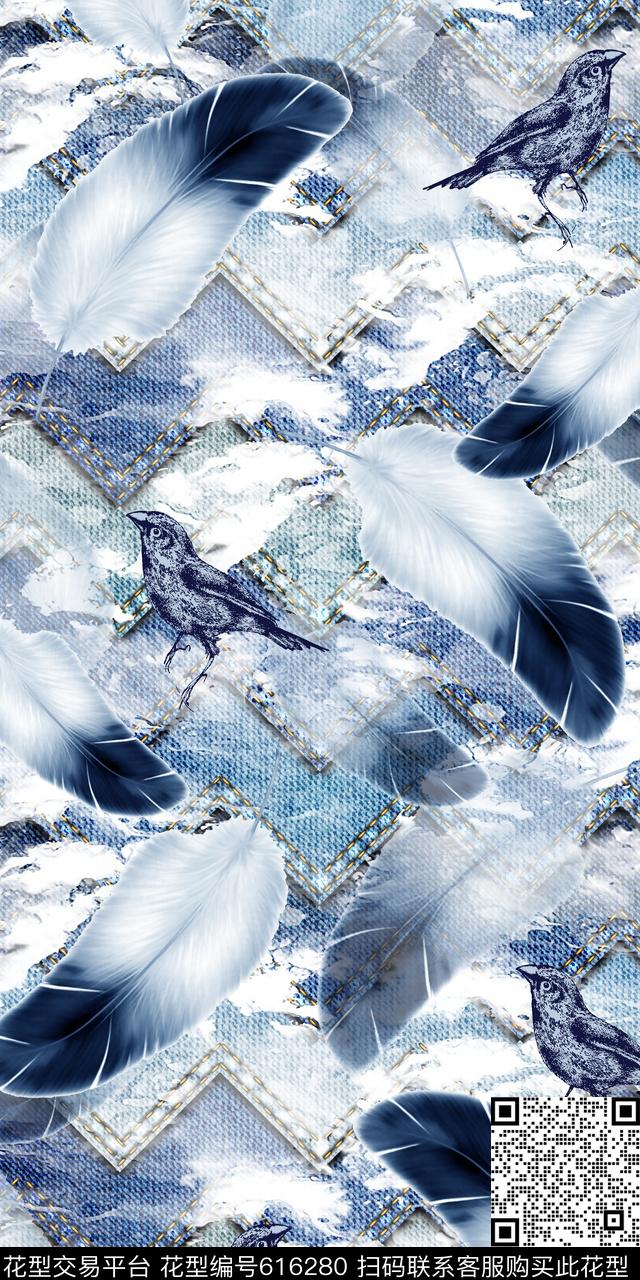 男装牛仔纹理抽象几何清爽梦幻艺术平底立体手绘满版最新高清数码蕾丝民族中国风绣花珠宝肌理时尚潮

流大牌复古欧美风羽毛数码印花华亿平台下载（图片编号: 616280） - 瓦栏（Walan）