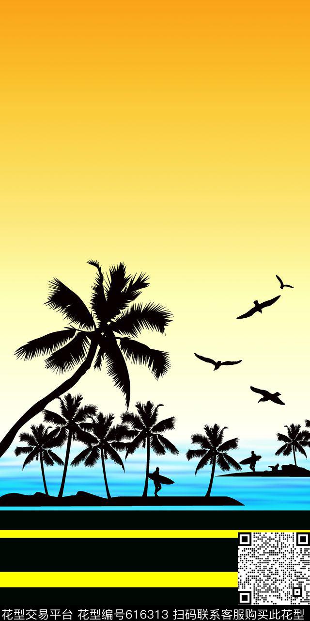 热带泳装椰子树传统印花华亿平台下载（图片编号: 616313） - 瓦栏（Walan）