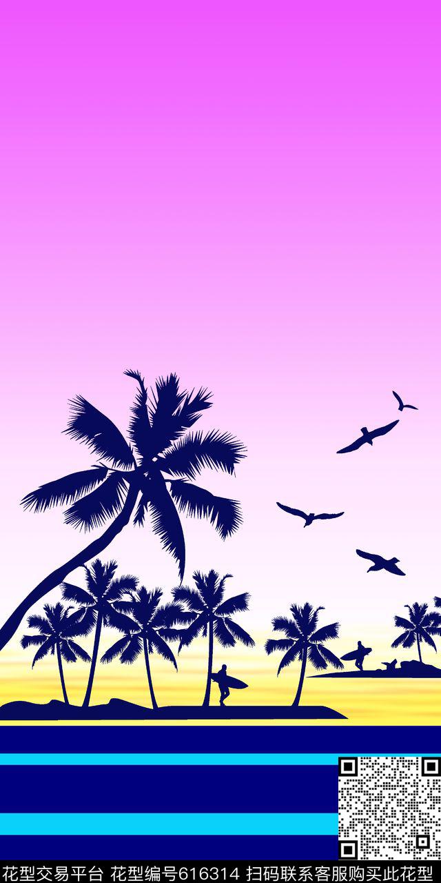 热带泳装椰子树传统印花华亿平台下载（图片编号: 616314） - 瓦栏（Walan）