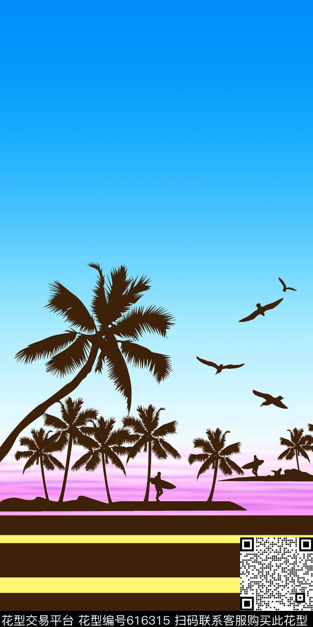 热带泳装椰子树传统印花华亿平台下载（图片编号: 616315） - 瓦栏（Walan）