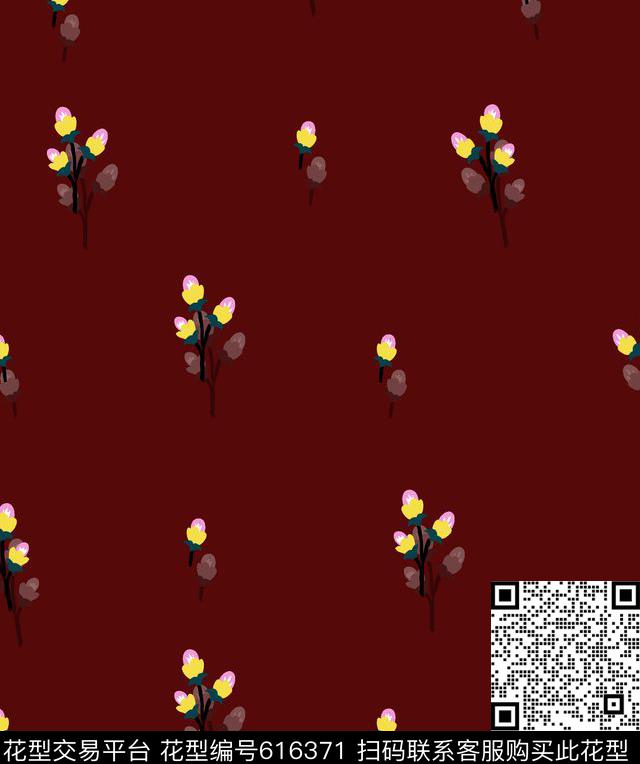 花卉小花复古色数码印花华亿平台下载（图片编号: 616371） - 瓦栏（Walan）