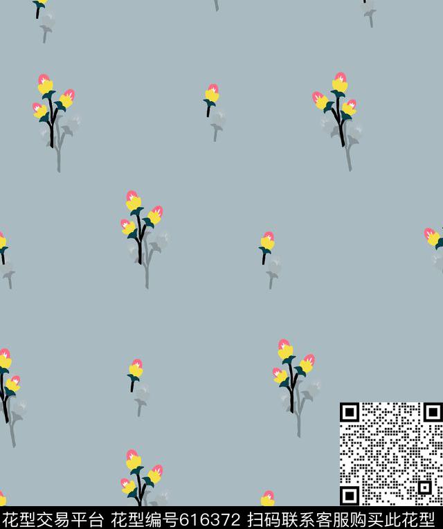 花卉小花复古色数码印花华亿平台下载（图片编号: 616372） - 瓦栏（Walan）