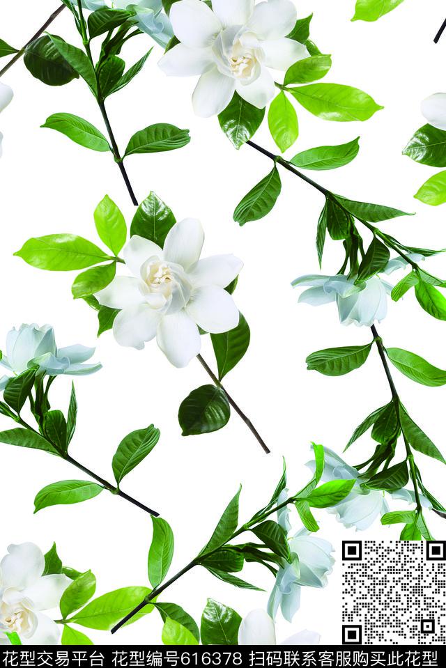 时尚大牌女装植物印花抽象花卉数码印花华亿平台下载（图片编号: 616378） - 瓦栏（Walan）