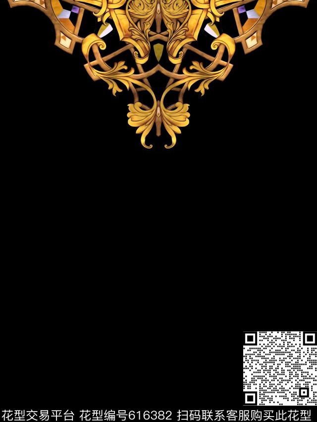 VERSACE范思哲风格黄金藤条手绘风格数码印花华亿平台下载（图片编号: 616382） - 瓦栏（Walan）