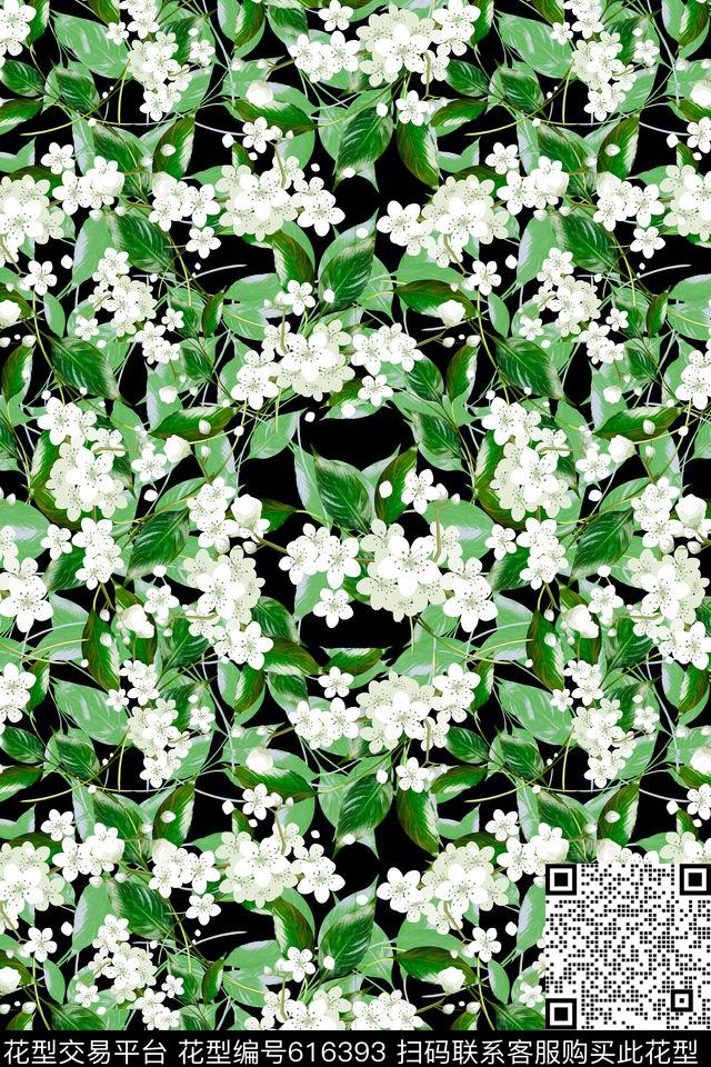 植物花卉叶子碎碎花卉数码印花华亿平台下载（图片编号: 616393） - 瓦栏（Walan）