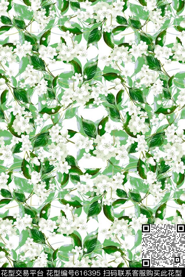 植物花卉叶子碎碎花卉数码印花华亿平台下载（图片编号: 616395） - 瓦栏（Walan）
