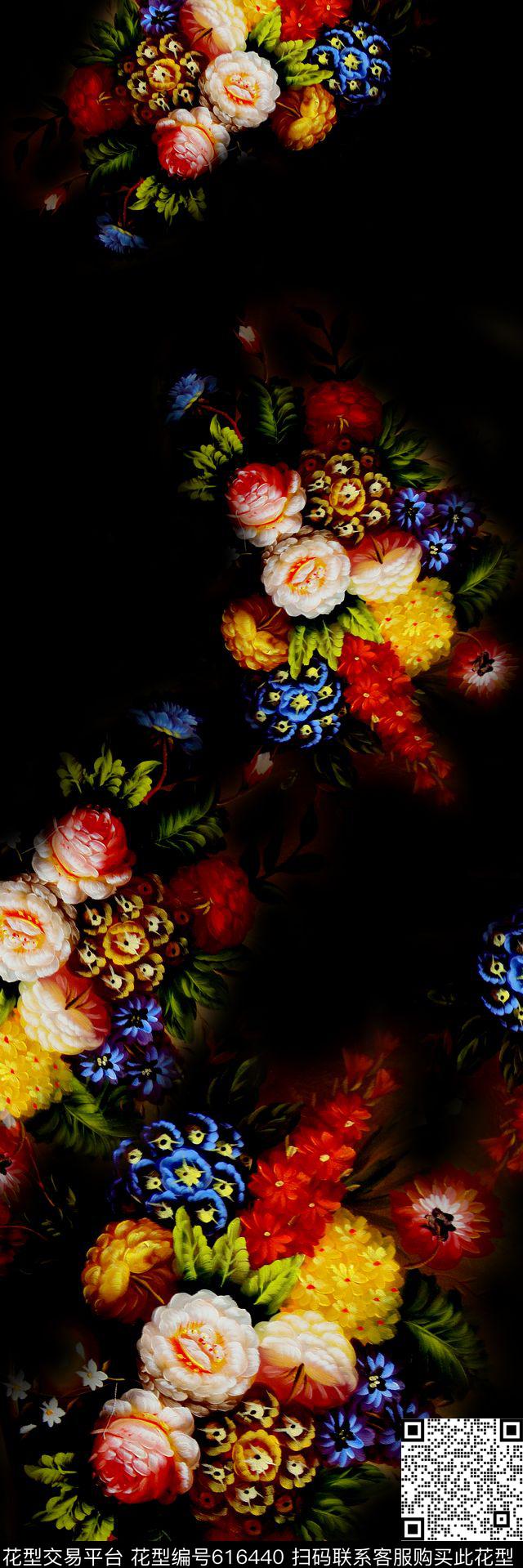 围巾华亿平台双边定位花卉数码印花华亿平台下载（图片编号: 616440） - 瓦栏（Walan）