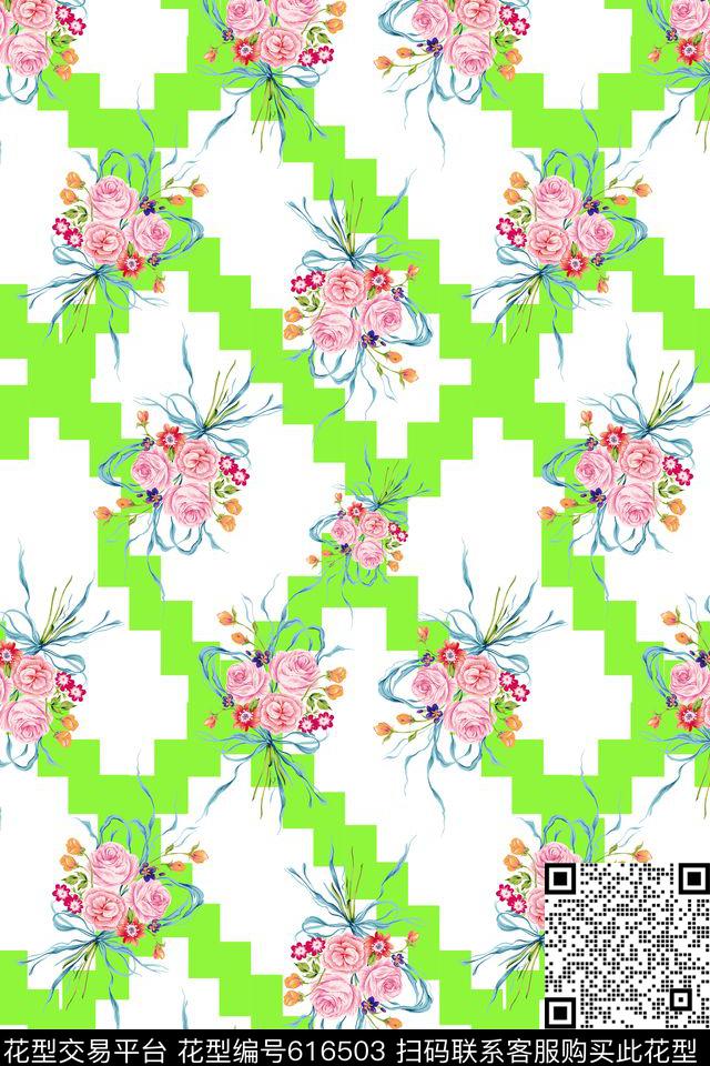 泳装几何花卉组合桌布数码印花华亿平台下载（图片编号: 616503） - 瓦栏（Walan）