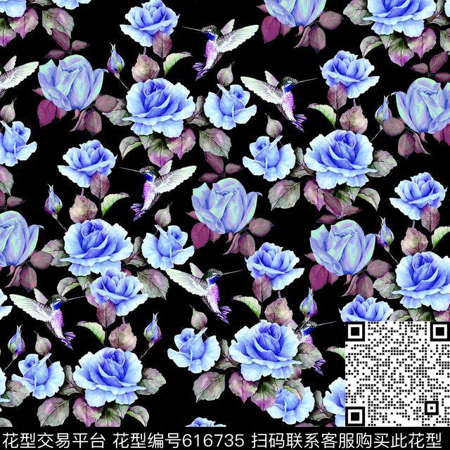 花朵牡丹玫瑰数码印花华亿平台下载（图片编号: 616735） - 瓦栏（Walan）