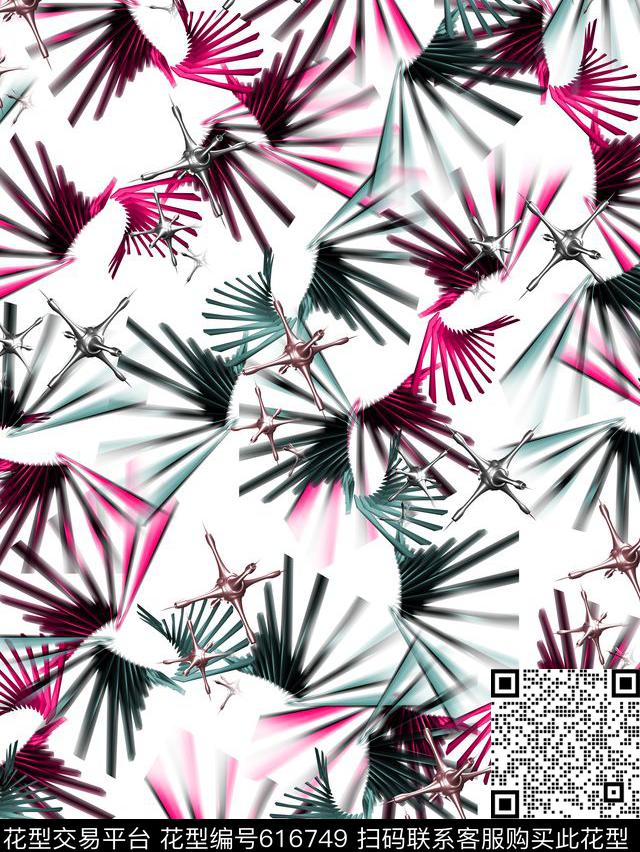 时尚、炫酷、抽象几何数码印花华亿平台下载（图片编号: 616749） - 瓦栏（Walan）