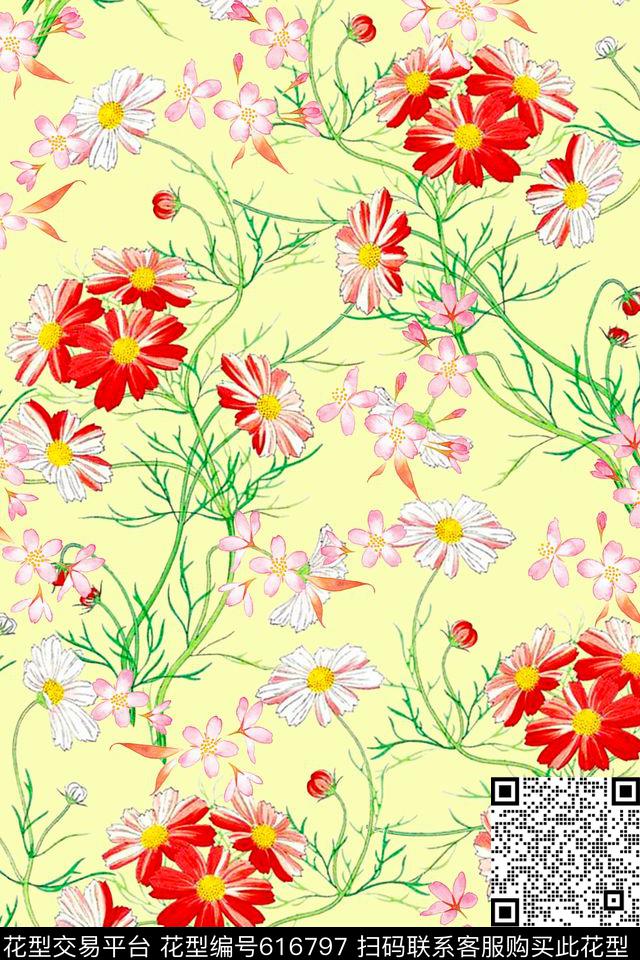 花卉花朵碎花数码印花华亿平台下载（图片编号: 616797） - 瓦栏（Walan）