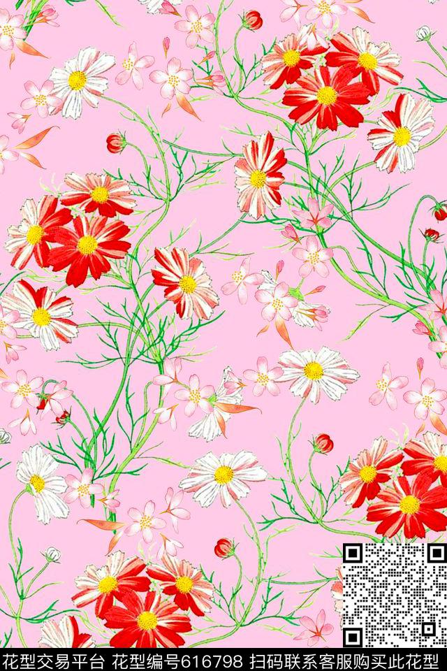 花卉花朵碎花数码印花华亿平台下载（图片编号: 616798） - 瓦栏（Walan）