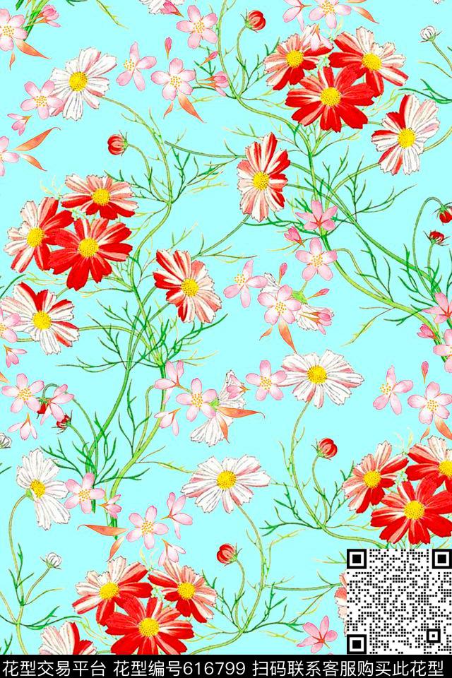 花卉花朵碎花数码印花华亿平台下载（图片编号: 616799） - 瓦栏（Walan）