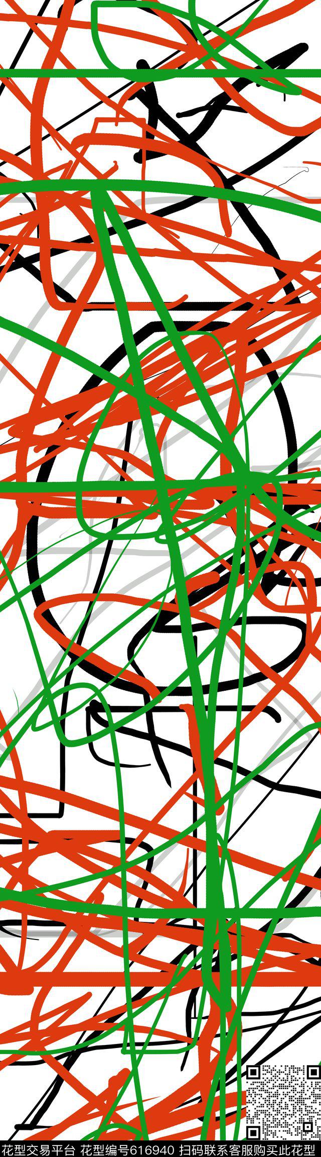 抽象涂鸦丝巾长巾传统印花华亿平台下载（图片编号: 616940） - 瓦栏（Walan）