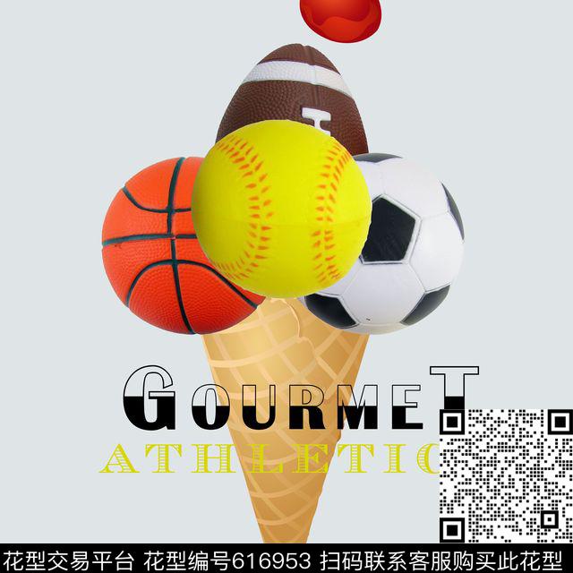 冰淇淋球樱桃数码印花华亿平台下载（图片编号: 616953） - 瓦栏（Walan）