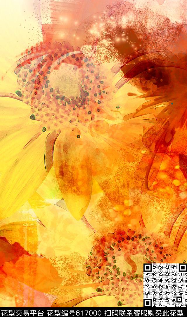 韩系水彩花卉数码印花华亿平台下载（图片编号: 617000） - 瓦栏（Walan）