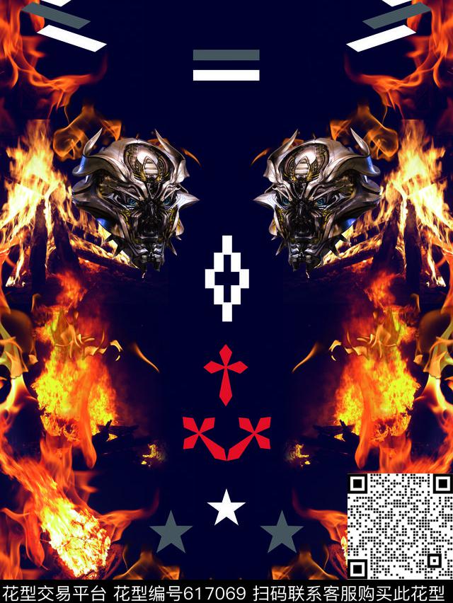 几何抽象火焰数码印花华亿平台下载（图片编号: 617069） - 瓦栏（Walan）