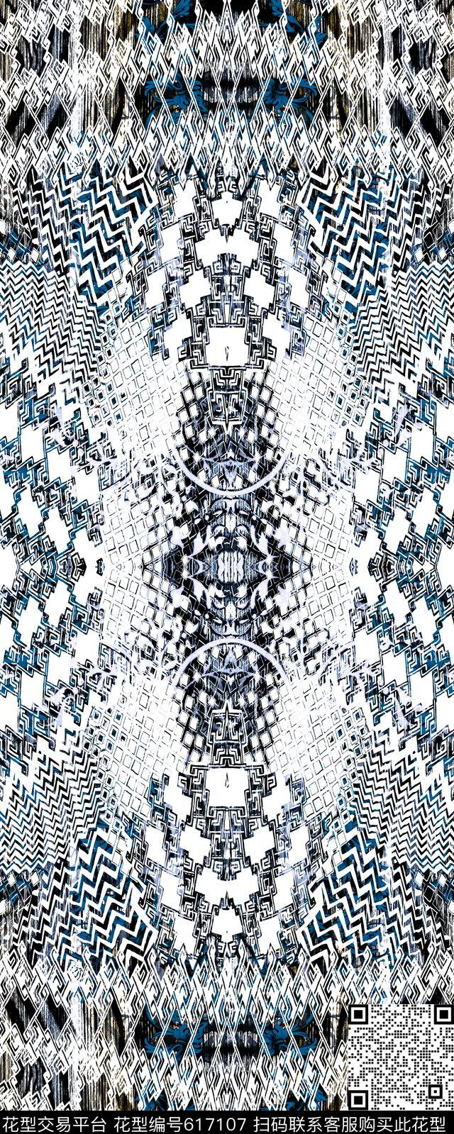 双边定位肌理几何数码印花华亿平台下载（图片编号: 617107） - 瓦栏（Walan）