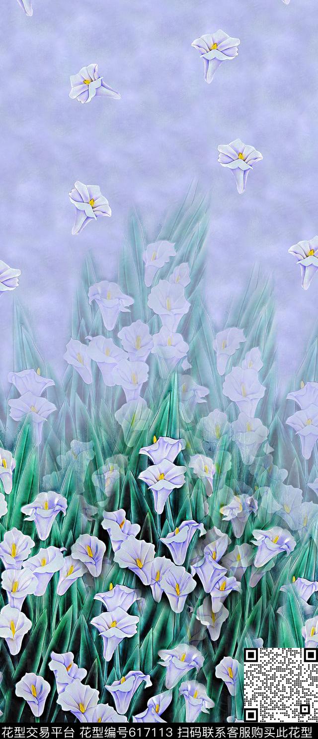 水彩花卉马蹄莲数码印花华亿平台下载（图片编号: 617113） - 瓦栏（Walan）