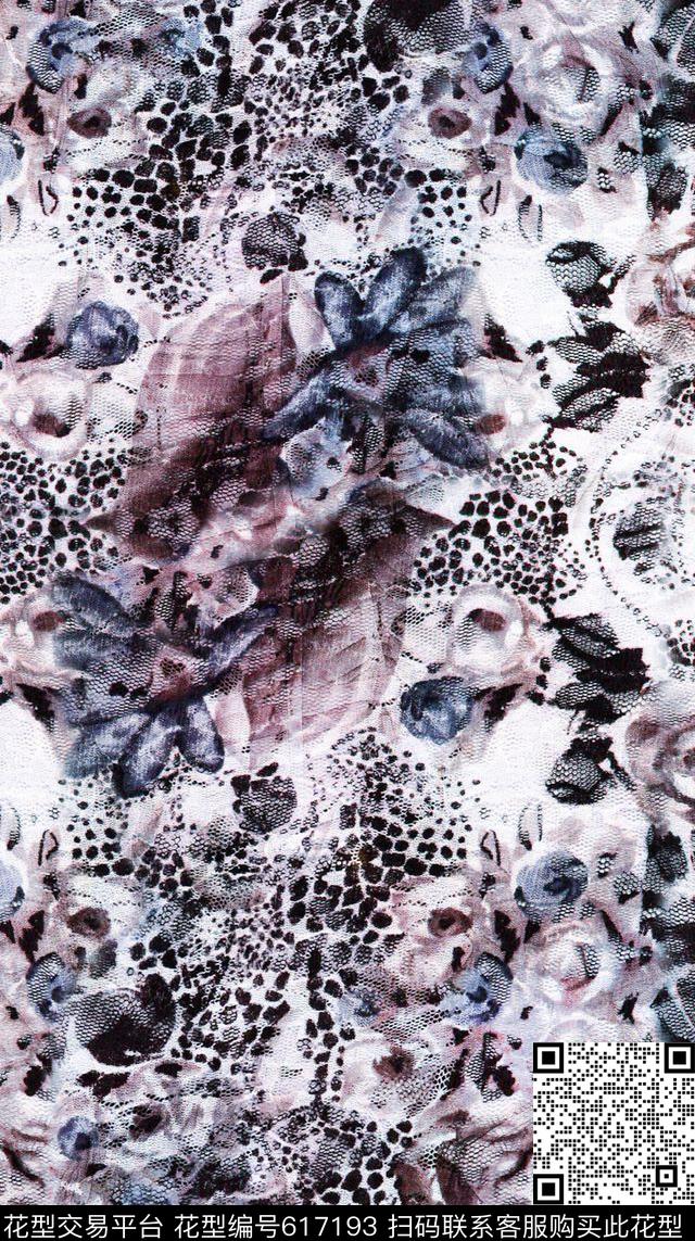 肌理纹抽象纹理动物纹花草组合数码印花华亿平台下载（图片编号: 617193） - 瓦栏（Walan）