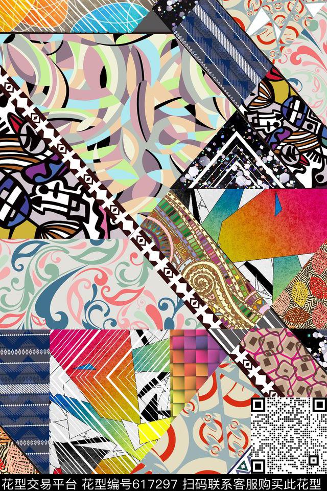 拼接拼布数码印花华亿平台下载（图片编号: 617297） - 瓦栏（Walan）