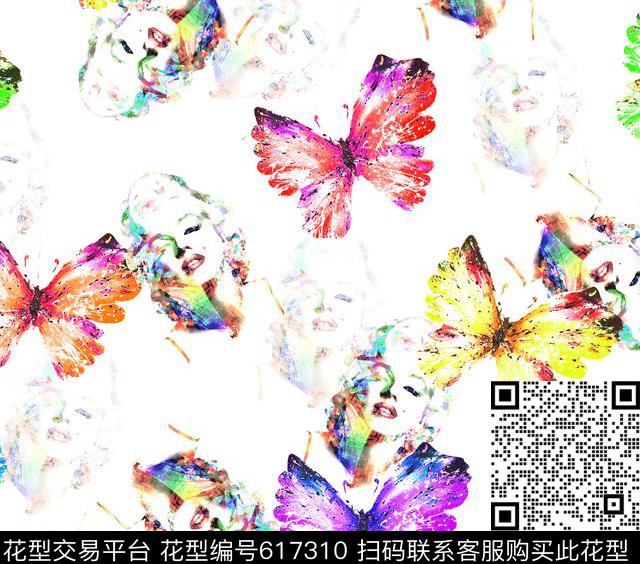 蝴蝶梦露炫彩数码印花华亿平台下载（图片编号: 617310） - 瓦栏（Walan）