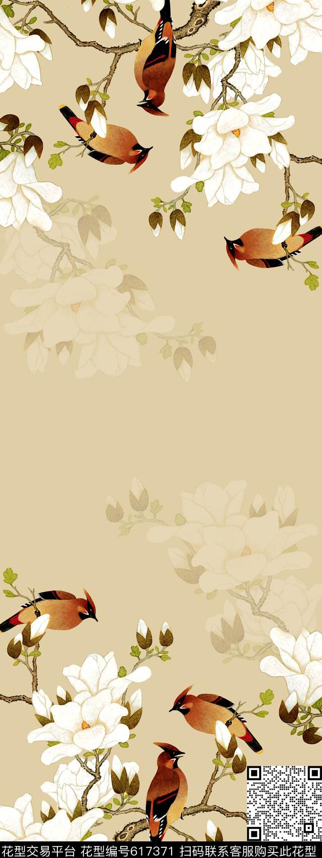 旗袍鸟中国风数码印花华亿平台下载（图片编号: 617371） - 瓦栏（Walan）